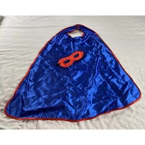 Kids Superhero Cape & Mask 3-6 YrsBlue Red Trim Costume Dress Up Pretend Play